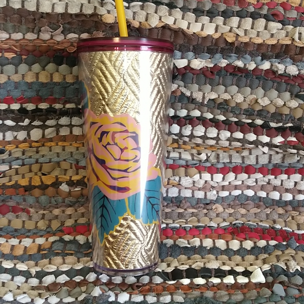 Starbucks Fall 2020 Gold Quilted Rose Tumbler